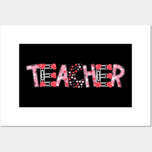 Teacher Valentines Paper Clip & Heart Letters Posters and Art